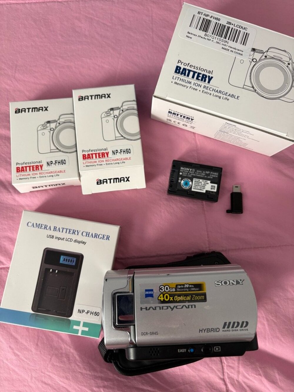 WORKING Sony Handycam DCR-SR45 HDD Camcorder Digital Battery Bundle Y2K Camera